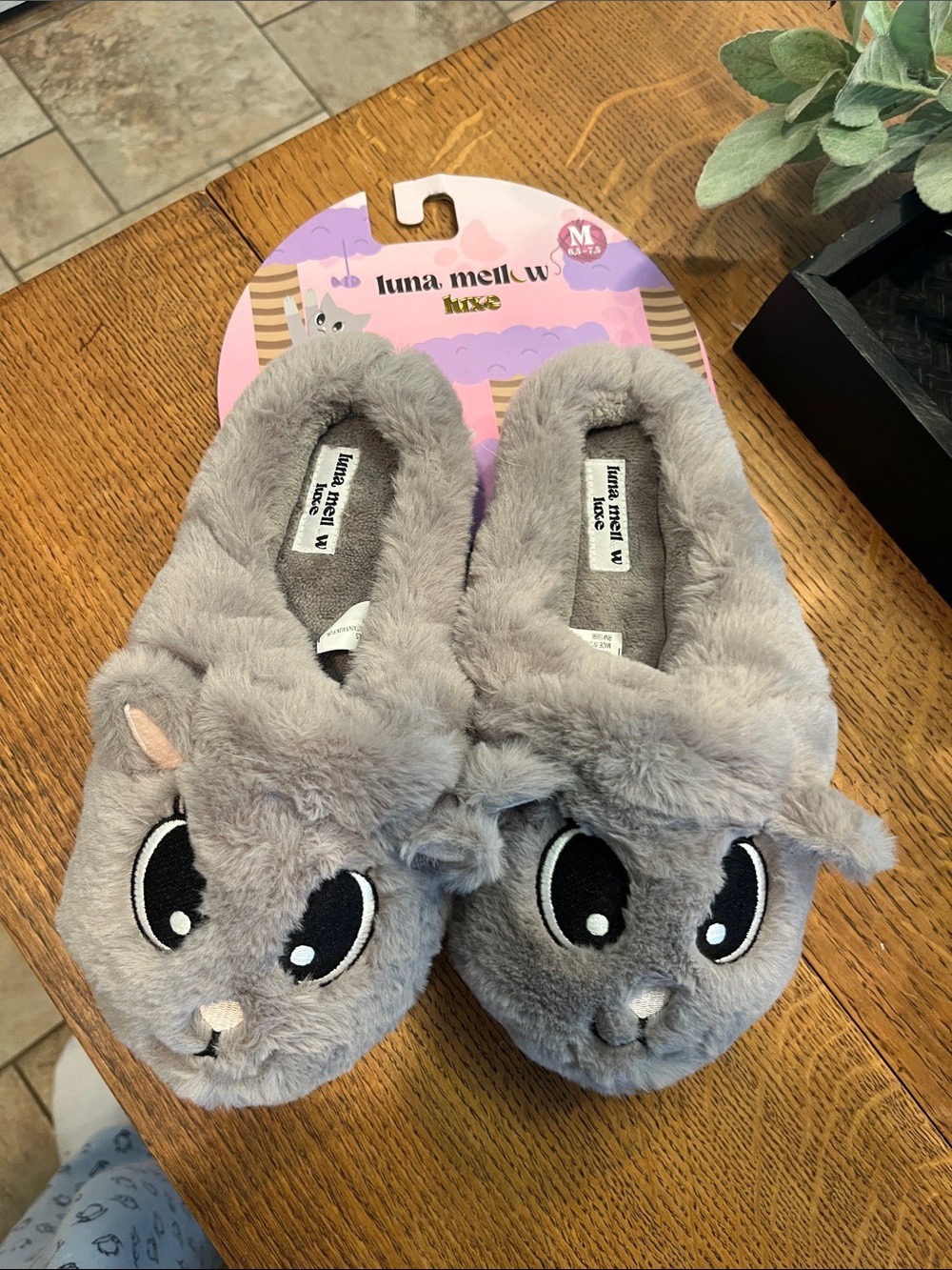 Plush Gray Slip-On Slippers for Women